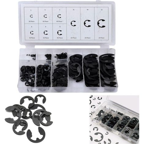 YMYNY Kit de 300 anneaux élastiques assortis, rondelles et clips en E