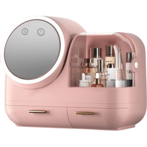 1 Boîte de rangement, Miroir LED, Ventilateur, Grande capacité, Étanche, Pour salle de bain, Coiffeuse (1/5)