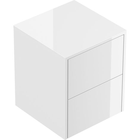 Design Nachttisch Concepto S 40cm hängend, 2 Pushauszüge Weiß Hgl