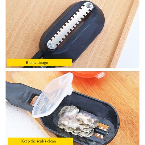 Multifunktionaler Fischschuppenreiniger aus Kunststoff, Fischhautschaber, Bürste und Rasierer mit Deckel, Schneidewerkzeug für Meeresfrüchte (1/5)