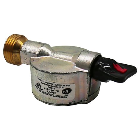 Dipra – Adaptateur rapide pour petite bouteille de gaz 6kg – Raccord gaz laiton 20mm – Compatible bouteilles ELFI, MALICE, TWINY, CALYPSO, CLAIRGAZ – Certifié NF