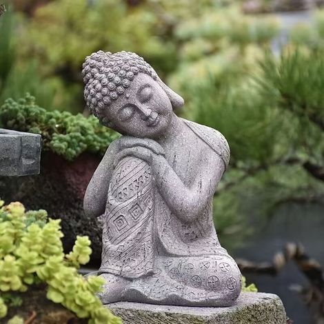 Vintage-Buddha-Statue aus Kunstharz – Religiöse Gartendekoration für Garten, Rasen, Terrasse und Balkon – Perfekt für Thanksgiving (1/5)