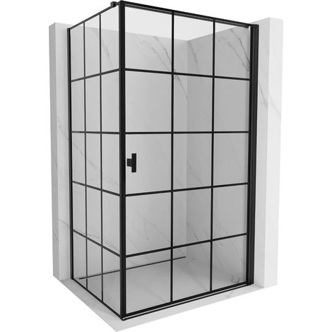 Mexen Mist-B Duschkabine, schwenkbar rechts 100 x 70 cm, schwarzes Gitter, schwarz - 8A2T-100-070-70-77-P