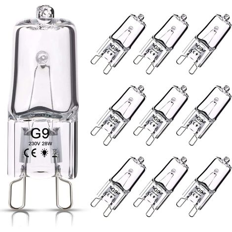 Ampoules Halogène G9 10 pièces, 28W 230V 370LM 2800K Blanc Chaud Dimmable, Lampe Capsule Transparente pour Lustres, Appliques, Lampes d'Armoire
