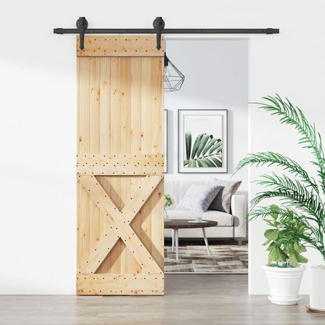Puerta corredera con herrajes madera maciza de pino 70x210 cm vidaXL (1/5)