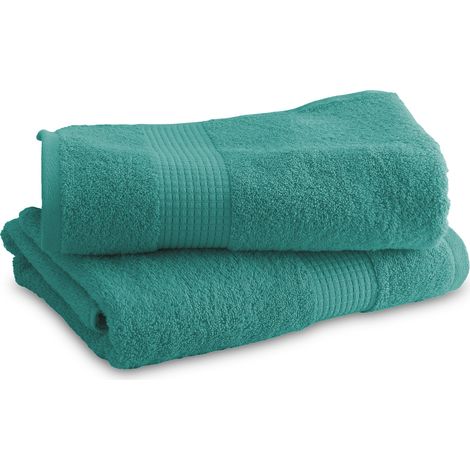 Lot de 2 Draps de Douche 70 x 130 cm - 100% Coton - 450 gr/m2 - Vert lagon (1/3)