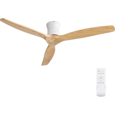 Ventilateur de Plafond 132 cm sans Lumière Moteur DC Silencieux avec Télécommande 6 Vitesses Ventilateur de Plafond Bas Design Moderne Effet Bois Réversible (1/5)