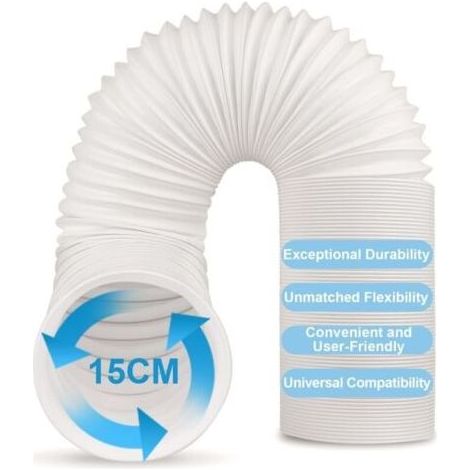 Tuyau Climatiseur Mobile, Tuyau D'évacuation D'air En Pvc Flexible Tube De Ventilation Universel Tuyau Kit Pour Climatiseur Mobile Diamètre 15cm (15CM Diamètre x 2M Longueur) (1/5)
