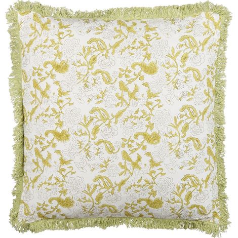 Throw Cushion FILIX Cotton 45 x 45 cm Green Floral Pattern (1/5)