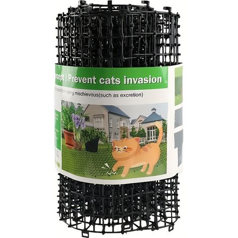 Un tapis noir de 30 cm x 2 m, résistant aux chats et adapté aux balcons, potagers et animaux de compagnie. (1/5)