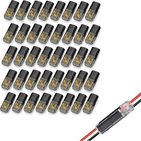 40pcs 2 Pin Waterproof Electrical Connector, 12V Electrical Quick Connector, 2 Pin Pluggable Cable Connector, Low Voltage Wire Connectors, for 18-22 AWG Crimp Cables (1/5)