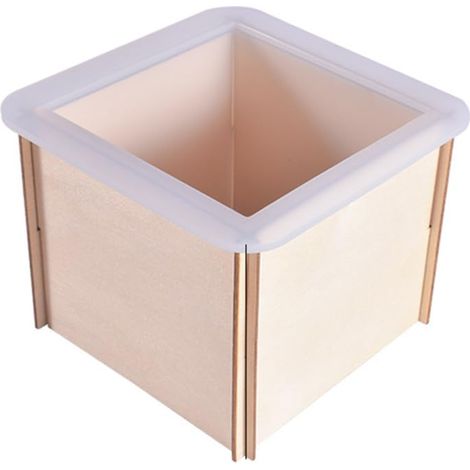 Moule Carré Silicone Avec Cadre Bois Fixe 10.5 X 10.5 X 8.5 Cm Pour Résine Époxy Démoulage Facile Décoration Maison Conservation Fleurs Spécimens Insectes (1/5)