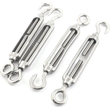 4 PIÈCES Argent Ton Edelstahl Haken Auge Spannschloss 6mm
