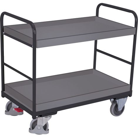 VARIOfit Etagenwagen, niedrig mit 2 Ladeflächen, umrandet 1165x755mm Anthrazitgrau RAL 7016