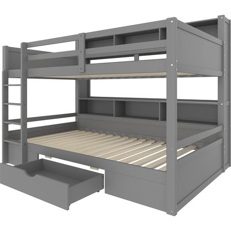 Etagenbett für Kinder 90 x 200 cm grau mit Schubladen und Stauraum MODENUIT (1/5)