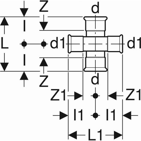 Geberit Mapress Acier C Croix réduite, décalée, DN 15 / 12, 21505 (1/2)