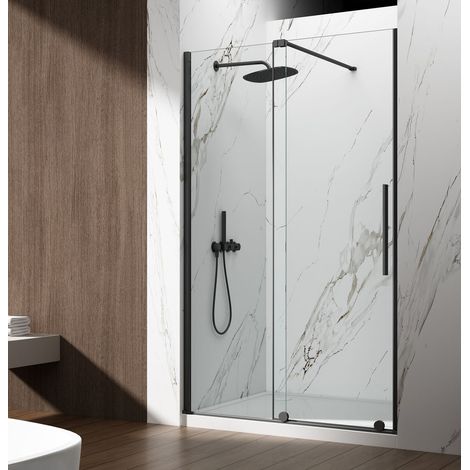 Porte de douche SPIRIT BLACK 1200 mm, verre clair (1/4)