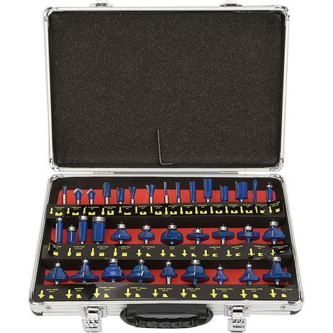 Set aus 35 Fräsern zum Fräsen mit 6,35 mm (1/4") Schaft, professionell, aus blauer Wolframkarbid (1/5)