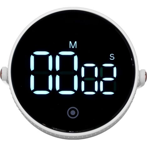 Minuteur électronique avec support, affichage numérique, gestionnaire de temps magnétique pour bureau et cuisine, blanc (1/5)