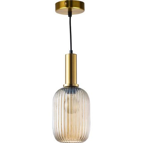 Suspension Polux Suffolk verre ambre laiton E27 Ø15 (1/5)
