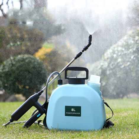 Pulvérisateur Électrique de Jardin 8L Rechargeable USB, Bleu Clair, Pulvérisateur à Pression avec 3 Buses, Lance Télescopique et Sangle Réglable pour Plantes, Jardin et Mauvaises Herbes (1/5)