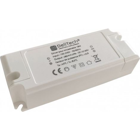Driver / Alimentation LED CC - 280mA - 42-60V DC - 18W - ON/OFF