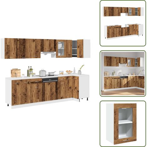The Living Store 11-tlg. Küchenschrank-Set Lyon Altholz-Optik Holzwerkstoff - Küchenmöbel