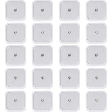 20 plaques TENS auto-adhésives 5x5cm compatibles avec les appareils BEURER Tens, électrodes de rechange réutilisables pour massage électrothérapeutique (blanches)