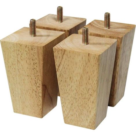Lot de 4 pieds de meuble en chêne massif – Hauteur 10 cm – Vis M8 pour installation facile – Pieds de canapé élégants (1/5)