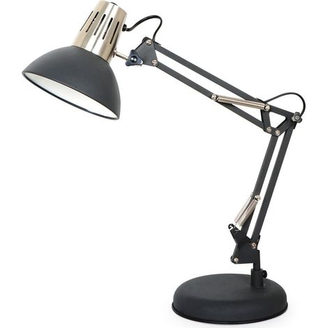 1 lampe articulée noire E27, ajustement flexible, design moderne, idéale pour l'éclairage de bureau et la lecture.