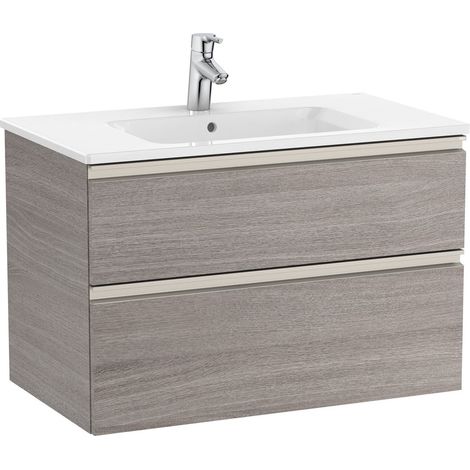 Pack Unik élément bas avec deux tiroirs + lavabo central THE GAP - ROCA Couleur : Chêne City texturé - Dimensions : 805x460x537 mm (1/3)