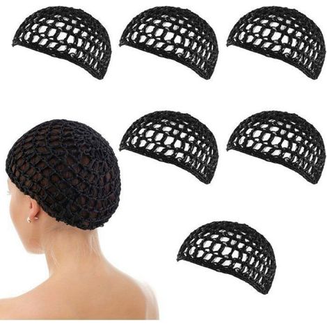 Ensemble de 6 filets à cheveux en crochet - Filet repassé - Filet de nuit - Bonnet de nuit en crochet pour femme - Doux et (1/4)