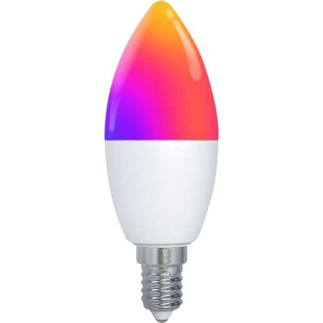 Lampada Led Matter E14, RGB+CW, Matter WIFI 2.4G TUYA, Smart Life, Apple Home, Google Home, Alexa, SmartThings, AC 90-250V, 50/60HZ, 6W, 37X106mm, IP20, MU11406