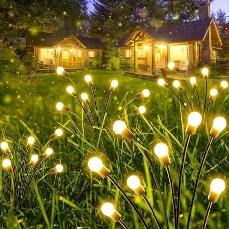 Lot de 6 lampes solaires de jardin, 48 LED, lampes solaires d'extérieur pour décoration de jardin, luciole étanches (balancement par le vent), lumière oscillante pour extérieur, cour, allée (1/5)