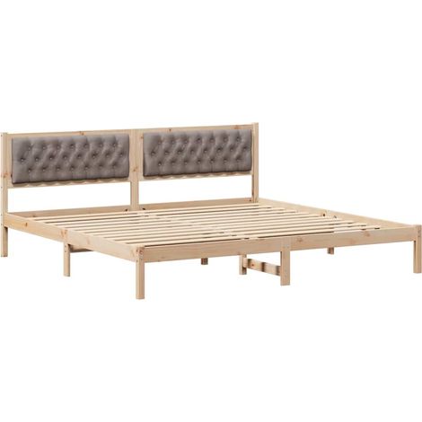 Estructura de cama Taupé 200 x 200 cm Madera de pino macizo vidaXL (1/5)