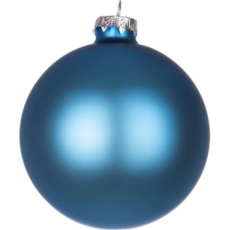 Palline per albero di Natale in vetro decorate color blu malibù opaco -6 sfere da 6 cm