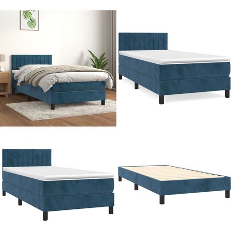 Boxspringbett mit Matratze Dunkelblau 90x200 cm Samt - Samtbett - Boxspringbett - Doppelbett - Liegekomfort - Bettsystem - Home & Living (1/5)