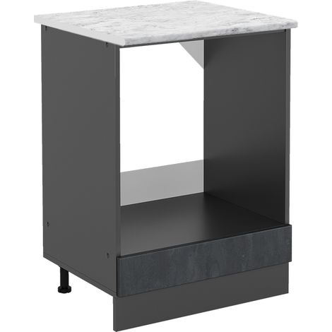 Meuble pour four R-Line, Béton noir, 60 cm PT Marbre, Vicco