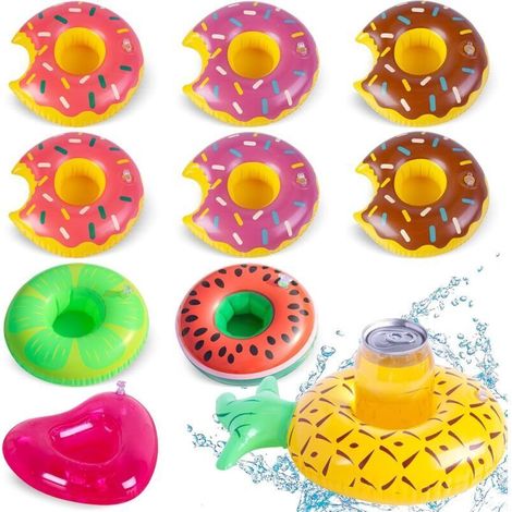 Porte-boissons gonflables, 10 paquets de flotteurs porte-gobelets porte-boissons flottants pour flotteurs de boissons de piscine sous-verres gonflables pour fête de piscine enfants jou (1/4)