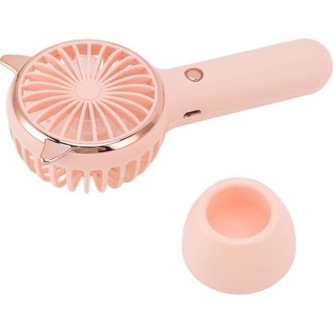 Ventilatore portatile con orecchie di gatto, 3 livelli di ricarica USB, dimensioni ridotte, ideale per attività all'aperto e viaggi, rosa (1/4)