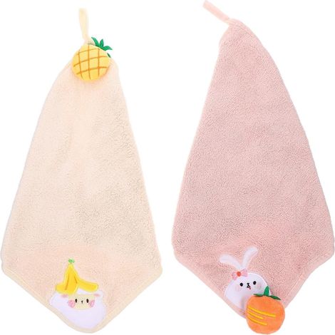 Lot pour 2 serviettes en polaire corail avec boucle suspension pratique pour la salle bain cuisine