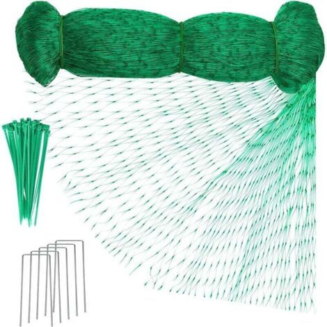 12m x 4m Filet Anti Oiseaux Filet de Protection Jardin Filet Potager Arbre Fruitier avec 5 Piquets de Jardin en Forme de U et 20 Attaches de Câble pour Plante Potager Bassin de Jardin (1/5)