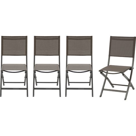 Hesperide – Lot de 4 chaises de jardin pliantes – Aluminium traité époxy – Assise en texaline antirouille et anti UV – Idéal pour balcon et terrasse