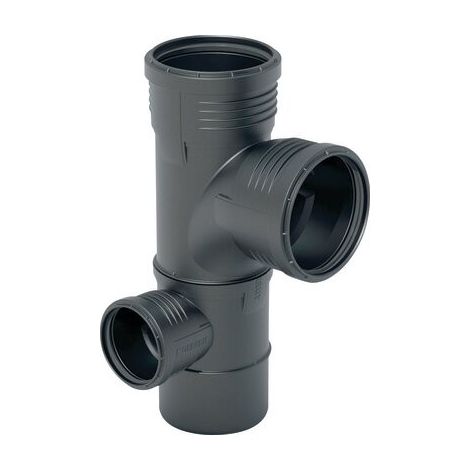 Geberit Silent-PP embranchement d'angle mixte coudé 87,5° gauche, DN 100 / 100 / 50, 390.578.14.1 (1/2)