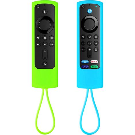 Étui de protection pour télécommande (lueur dans le noir), étui de protection en silicone pour Fire TV Stick 4k - vert brillant et bleu ciel (1/5)