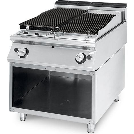 Grillade Gaz en Pierre Lavique, Zone de Cuisson en Fonte, Viande/Poisson 2 brûleurs - P730 - Virtus