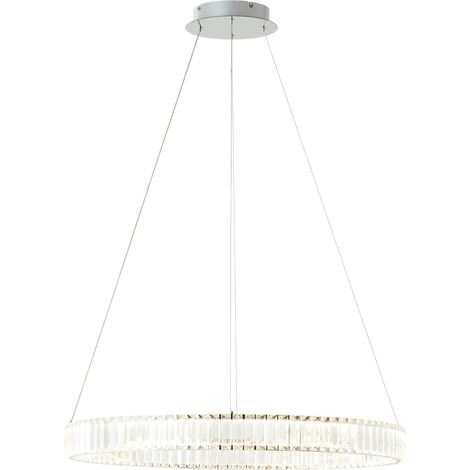 Brilliant Suspension LED Queen 80cm chrome aluminium/plastique télécommande Dimmable en interne via la télécommande LED 50 W intégrée (flux lumineux : 6000lm, couleur de la lumière : 3000-6500K) (1/5)