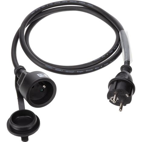 Perel EC01.5R15STBHQ Strom Verlängerungskabel 16 A Schwarz 1.50 m H05RR-F 3G 1,5 mm² (1/3)