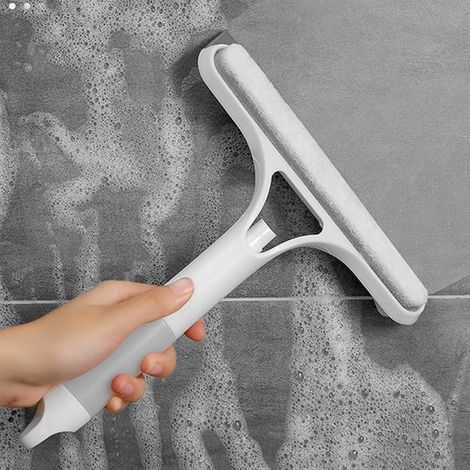 (Blanc) Essuie Glace 3 en 1, Pulvérisation d'eau, Raclette de Nettoyage de Verre Portable Efficace pour Fenêtres, Voiture, Maison, Verre, Portes de Douche, Carrelage Miroir (1/5)