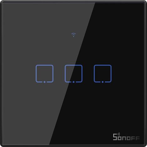 Dreikanaliger Touch-Lichtschalter WiFi-Taste 433 MHz RF schwarz T3EU3C-TX (1/5)